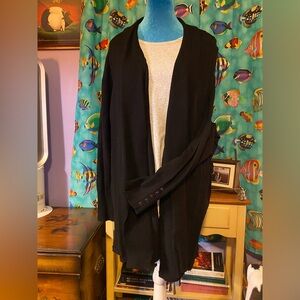Susan Graver Black Open-Front Cardigan